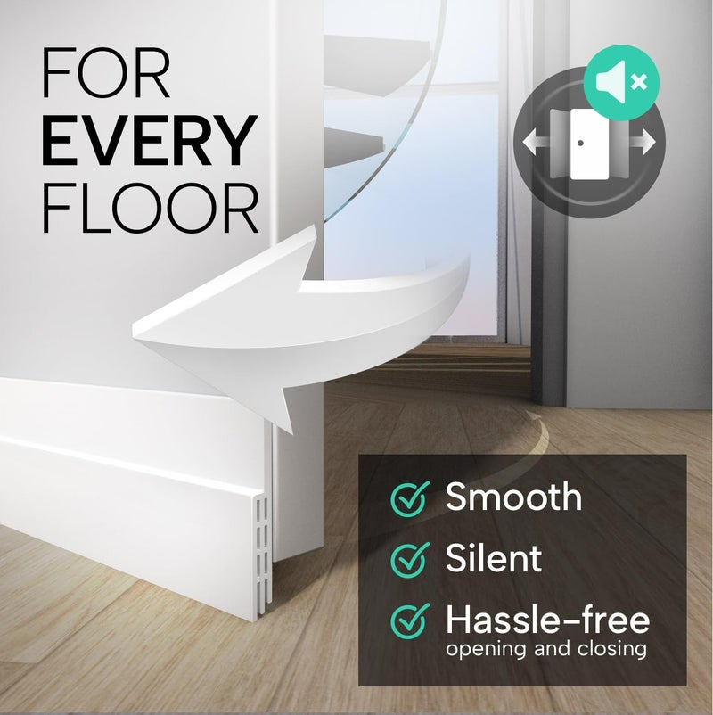 شريط مانع تسرب الباب لحجب الحشرات والهواء والغبار - لاصق ذاتي اللصق، سدادات سيليكون لسحب الباب من أسفل الباب - عازل للصوت، عازل للطقس - واقي من سحب الباب - 1 متر - أبيض - Image 5